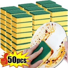 50 PCS Kitchen Cleaning Sponges Scourers Washing Up Non-Scratch for Dish Pad