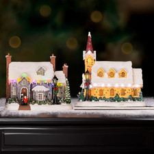 Christmas LED Decoration Village Scene Church House Light Up Xmas Ornament Large