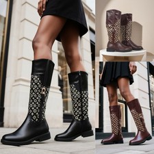 Ladies Womens Knee High Flat