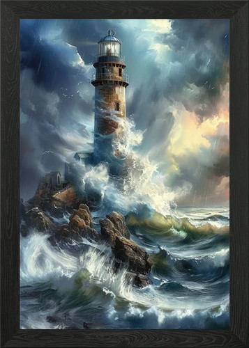 Lighthouse the storm framed - in,