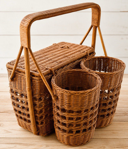 Wicker storage basket caddy - wicker,