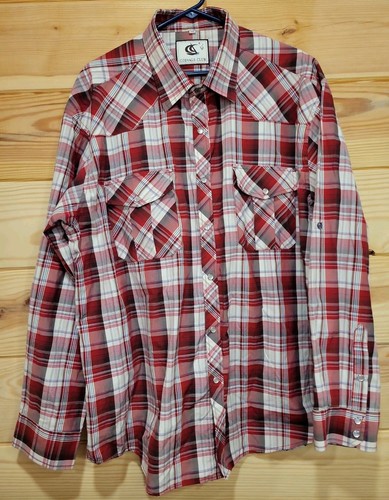 Mens 2xl red - plaid, pearl