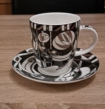 Hudson & Middleton Silver Mackintosh Art Deco Tea Cup And Saucer