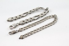 Sterling Silver Bracelets Figaro Flat Curb Gents Style x 2 (47g)