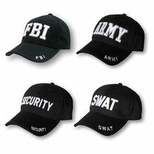 Black Baseball Cap - FBI SWAT ARMY SECURITY Cap Hat - New 100% Cotton - One Size
