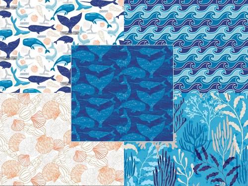 Cotton fabric whale - cotton, hello