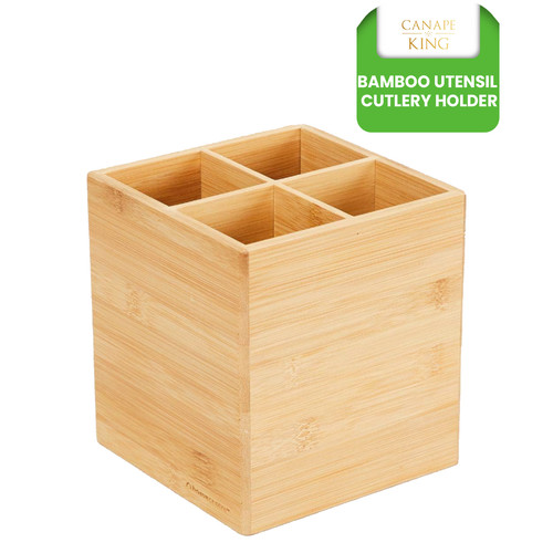 Bamboo cutlery box 15cm - bamboo,