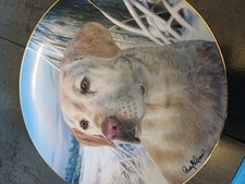 Franklin Mint Heirloom Collector Plate – "Watchful Companion" Labrador – Dog Art