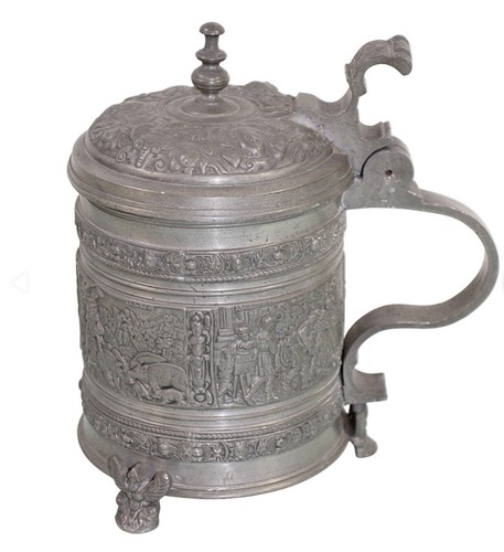 Antique german pewter stein - german,