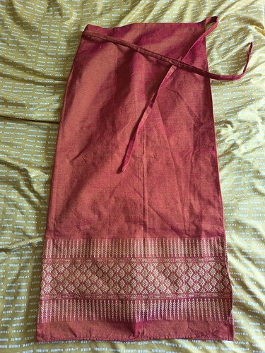 Thai silk wrap skirt red - silk,