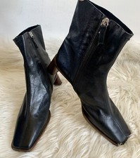 TOPSHOP BLACK LEATHER ANKLE BOOTS SHOES SIZE: UK8 EU41 USA10