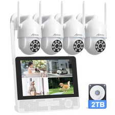 ANRAN CCTV Security Camera System 5MP 12" Monitor WIFI Audio Night Vision 24/7