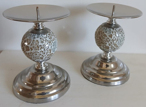 Candle holders pair chrome - candle, of