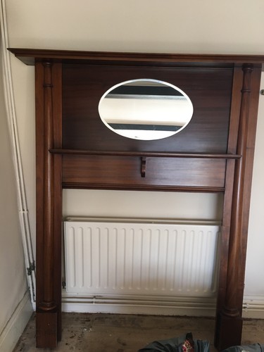 Edwardian mahogany mantel with - mantel,