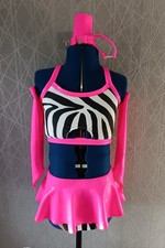 Under 12 Age 11-12 Years Freestyle Dance Starter Costume Zebra / Flo Pink Skirt 