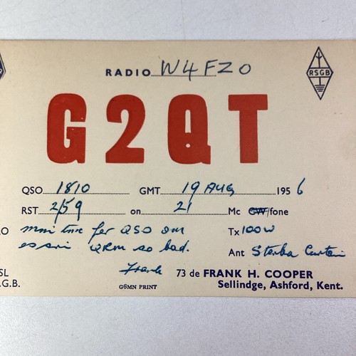 England qsl radio card 1956 - england,