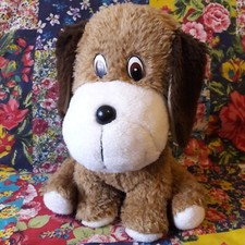 MOTHERCARE 12" VINTAGE BROWN & WHITE PUPPY DOG SITTING SOFT TOY PLUSH 0348