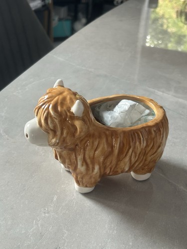 Glazed ceramic highland cow - glazed,