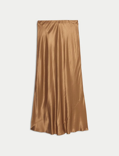 Soft bronze satin midaxi - ,