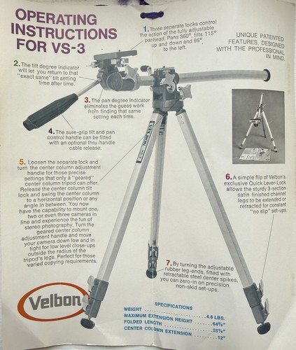 Velbon tripod aluminium - velbon, vs-3