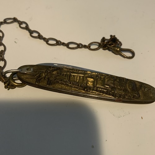Pocket knife fob with train - pocket,
