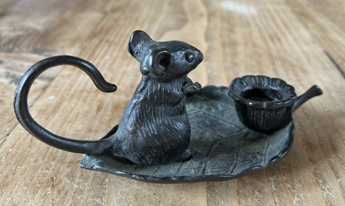 Vintage bronze mouse paddling - bronze,