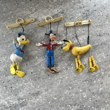 Vintage 70's Disney plastic puppets (Donald Duck, Goofy, Pluto, 