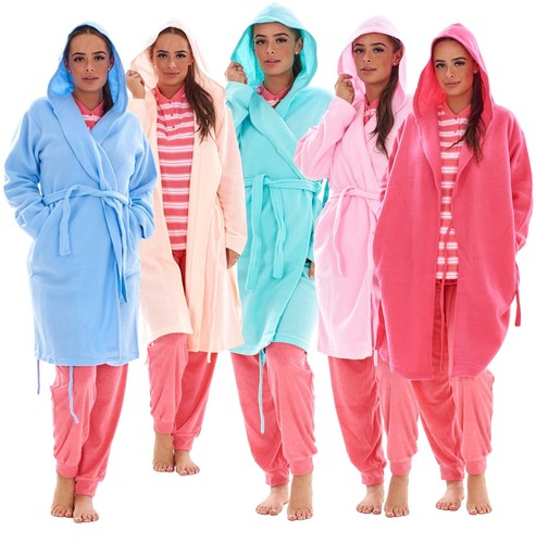 Ladies fleece hooded dressing - fleece,