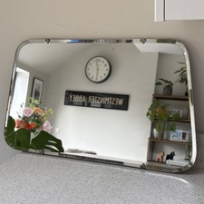 Vintage Mirror With Bevelled Edge & Chain 66cm X 38cm