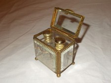 ANTIQUE VICTORIAN 1860 FRENCH PALAIS ROYAL ORMOLU  PERFUME SCENT BOTTLE ETUI BOX