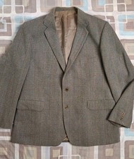 Mens Magee Irish Thornproof Pure Wool Mocha Brown Check Blazer Jacket Size 46" C