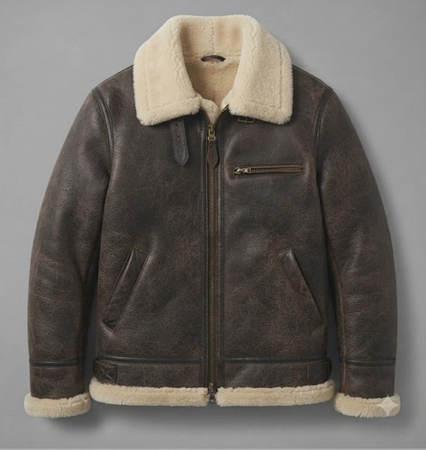 Men brown shearling lapel - men's,
