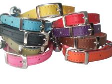 Cat Collar , REAL LEATHER,  SAFETY ELASTIC metal buckle bell, Genuine 9 colours
