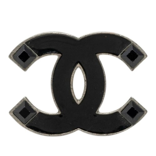 Chanel black logo brooch - chanel, cc