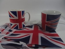 2  Union Jack  Mugs  . Different designs  , & Union Jack Bunting .