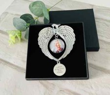 Personalised Angel wings Memorial Photo Bauble Gift - In loving memory Gift Box