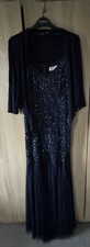Stunning Coast Embellished/sequin evening maxi dress,  navy,  matching shrug 14