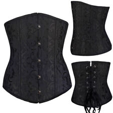 Women Black Lace Up Underbust Waist Trainer Corset Body Shaper Spiral Boned bL