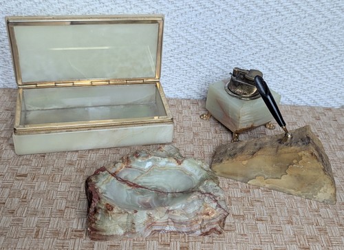 Vintage retro onyx desk - desk, pen
