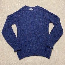 Pakeman Catto Carter Jumper Medium Men's Blue Merino Wool Knitted Speckled