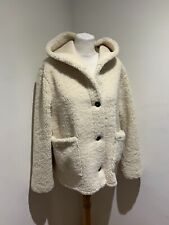 ZARA faux sheepskin hooded coat M VGC cosy boxy cream winter cute