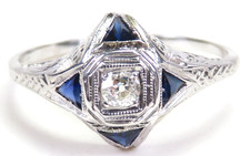 Antique Art Deco 1920's Diamond Engagement Ring 14K-18K Size 6 UK-L1/2 EGL USA