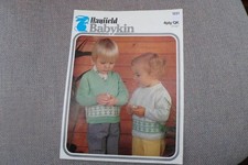 Hayfield Babykin Knitting Pattern 1221 4 Ply v Neck & Round Neck Sweaters 21-22"