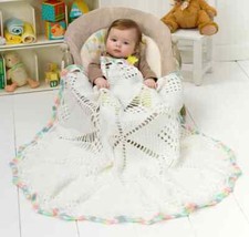 0525 Crochet Baby's Circular Doily Blanket 43ins Dia Aran - Vintage Pattern Copy