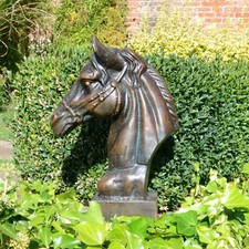 Race horse head - race, bronze