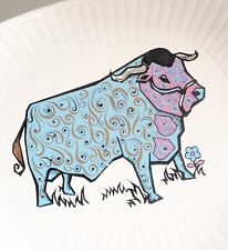 70s Vintage Retro Kitsch Beefeater Dinner Steak Plate English Ironstone Bull MCM