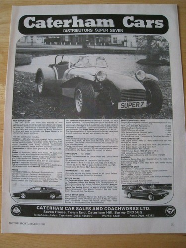Caterham cars super 1981 - cars,