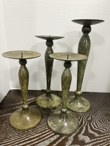 Brass patina pillar candle - pillar,