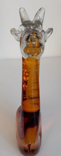 Amber giraffe glass figurine - glass,