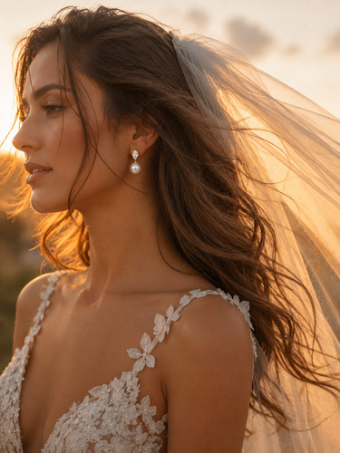 Pearl drop bridal earrings - bridal,